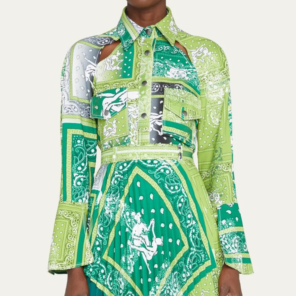 Thebe Magugu Sisterhood Top Bandana Print Moss Crepe Button up Blouse Africa S